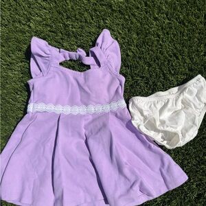 Janie and Jack Lavender Dress 18-24M Ruffle Sleeve Eyelet Trim + Bloomers
